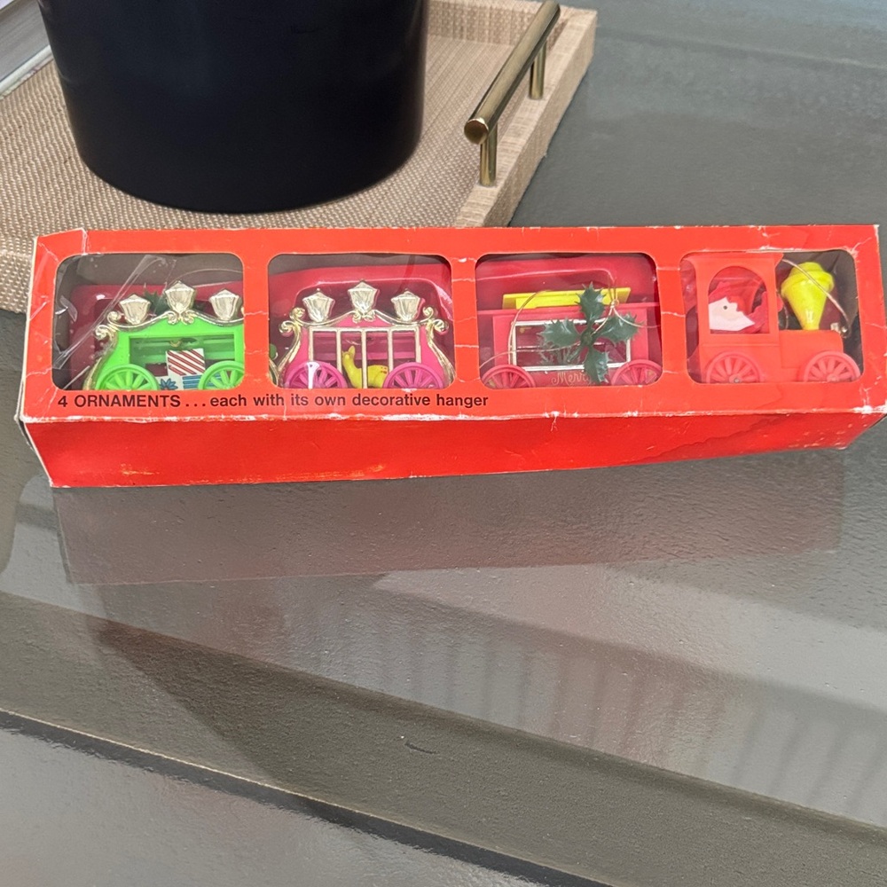 Vintage Doubl Glo Circus Train Ornaments Set